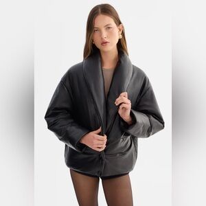 Lamarque Black Ingrid Leather Puffer Jacket